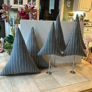 One of a kind! Contemporary Vintage Fabric X-mas trees and matching pillows